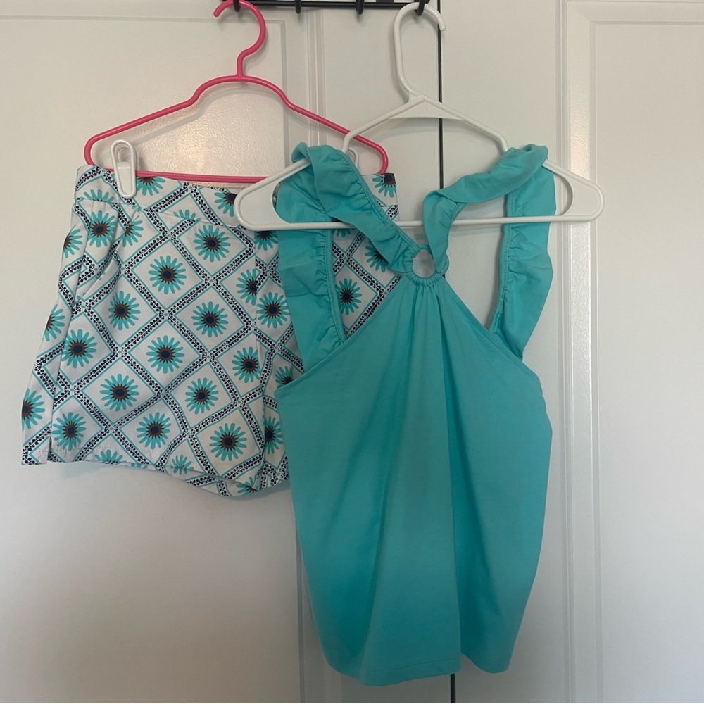 NWT Janie and Jack Aqua Top and Patterned Short Set